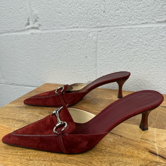 Gucci Red Leather Suede Kitten Heels Size 8 - Picture 10 of 13